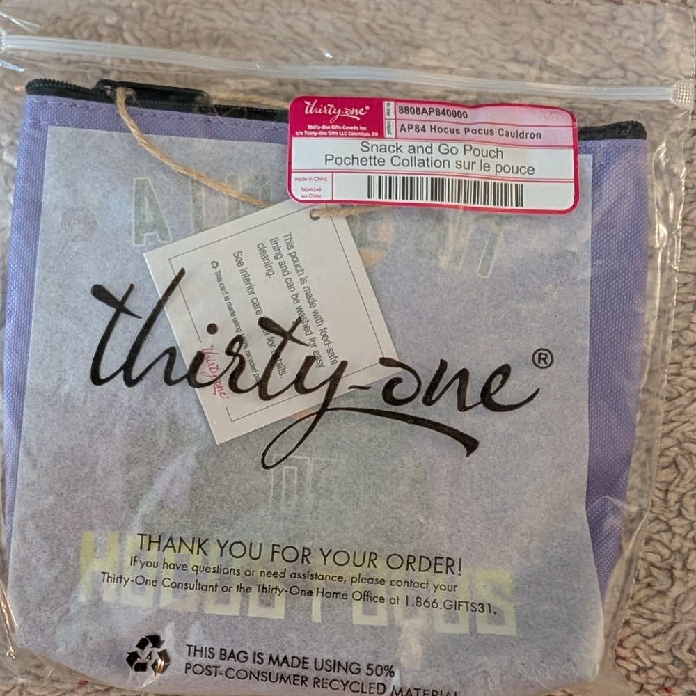 Thirty-One Lavender Snack Pouch